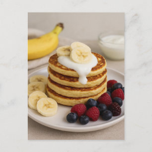 Banana Pancakes Berries Cosy Breakfast Postcard