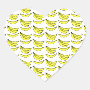 Banana Pattern. Heart Sticker