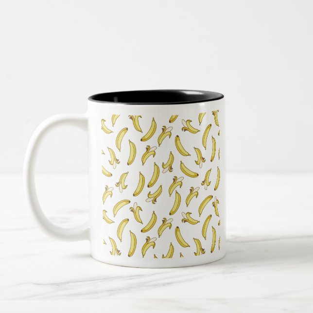 Banana Pattern Printed Two-Tone Coffee Mug (Left)