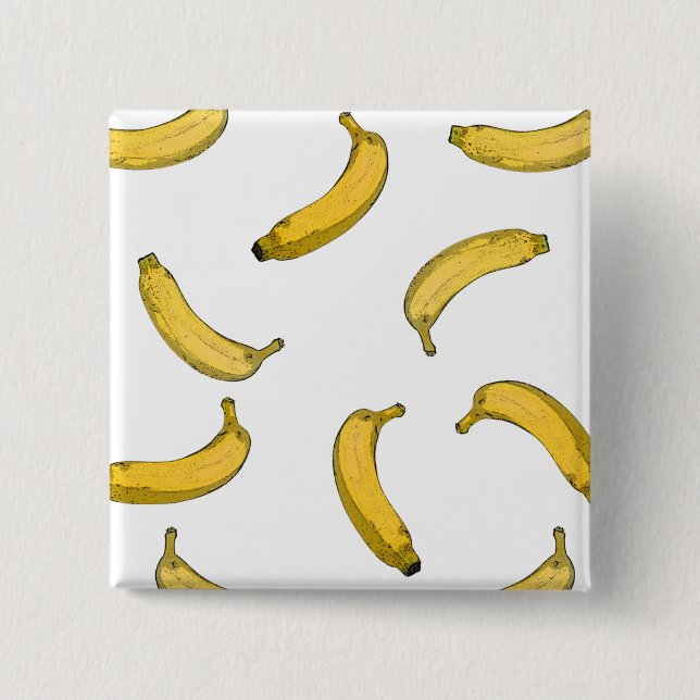 Banana pattern sketch version 15 cm square badge (Front)