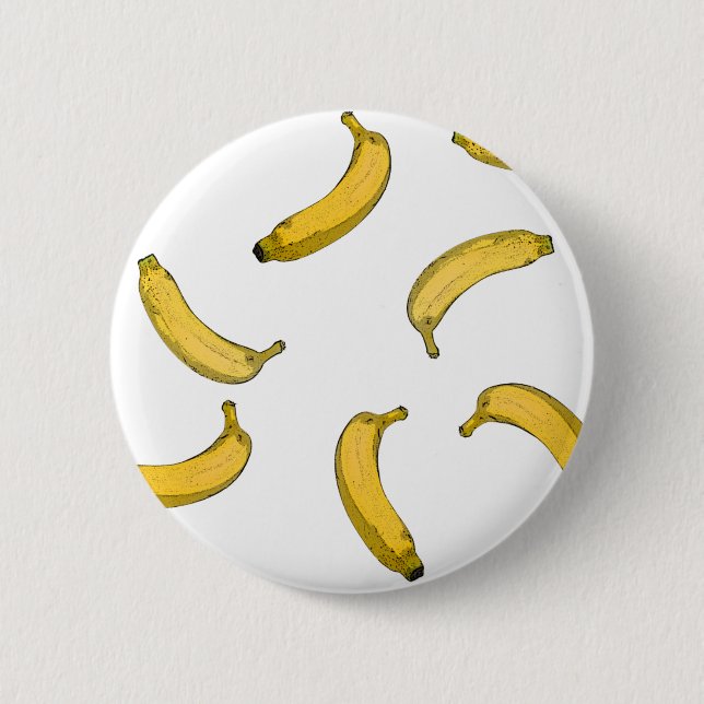 Banana pattern sketch version 6 cm round badge (Front)