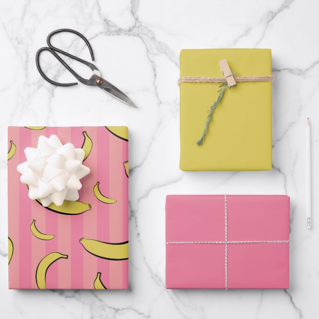 Banana Pattern Wrapping Paper Flat Sheets (Front)