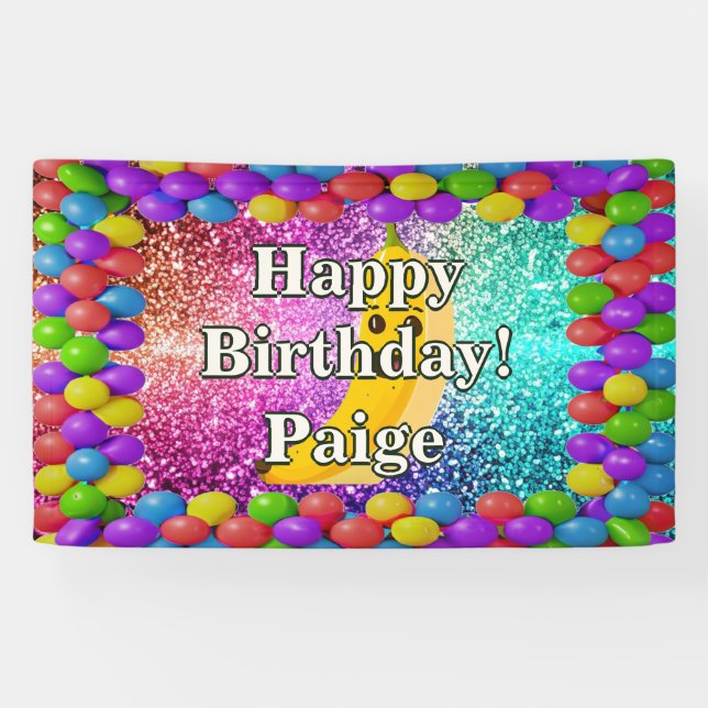 Banana Personalised character birthday banner (Horizontal)