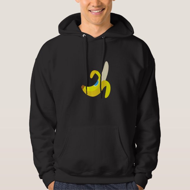 Banana Plantain Cute Fresh Ripe Peeled Fruit Yello Hoodie (Front)