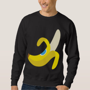Banana Plantain Cute Fresh Ripe Peeled Fruit Yello Sweatshirt
