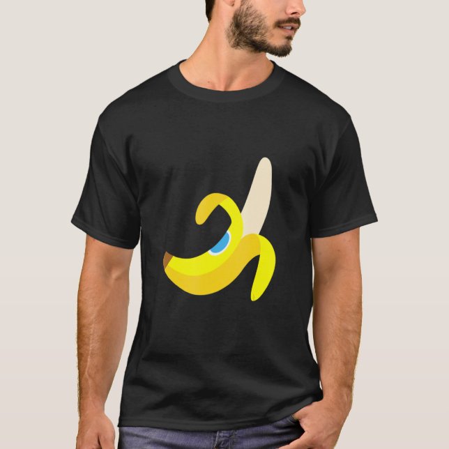 Banana Plantain Cute Fresh Ripe Peeled Fruit Yello T-Shirt (Front)