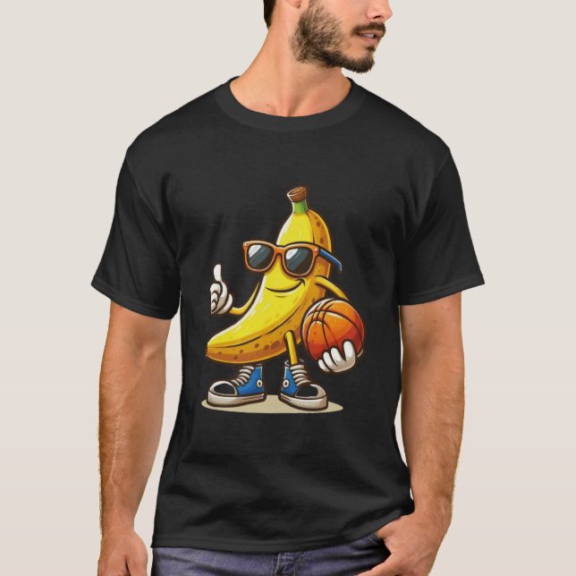 Banana Playing basketball Fruit basketball basketb T-Shirt (Front)