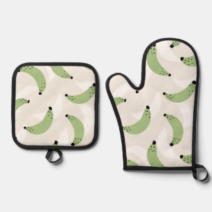 Banana Pop Sage Green Oven Mitt & Pot Holder Set