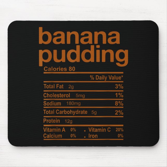 Banana Pudding Nutrition Facts Funny Thanksgiving  Mouse Mat (Front)