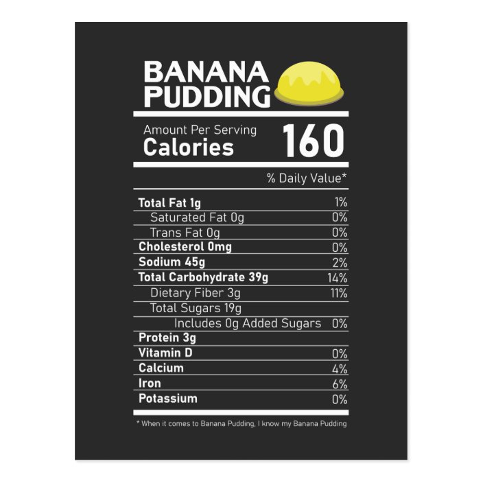 Banana Pudding Nutritional Facts Dessert Lover Postcard Zazzle.co.uk