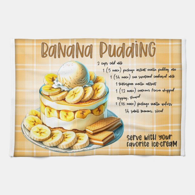 Banana Pudding Recipe Tea Towel (Horizontal)