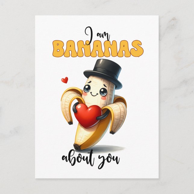 banana Punny Funny Valentine Postcard (Front)