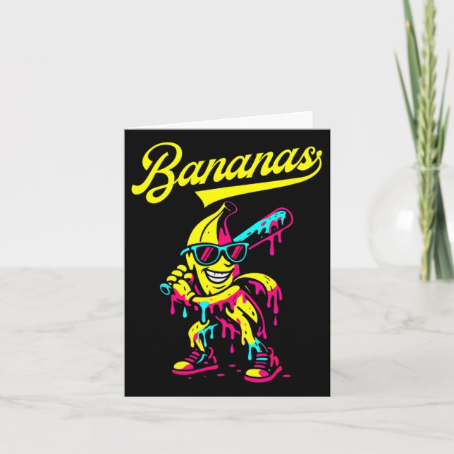 Banana Retro Throwback Popular Fruit Baseball Bana Card (Front)