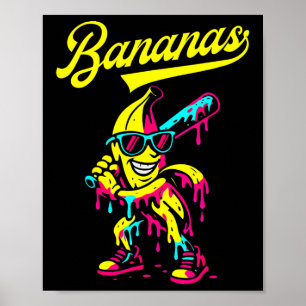 Banana Retro Throwback Popular Fruit Baseball Bana Poster