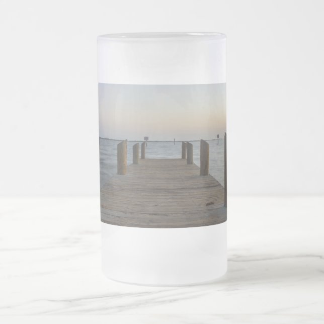 Banana River Dock Frosted Glass Beer Mug (Center)
