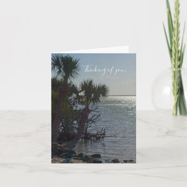 Banana River Palm Trees Painterly Thinking Of You Card (Front)