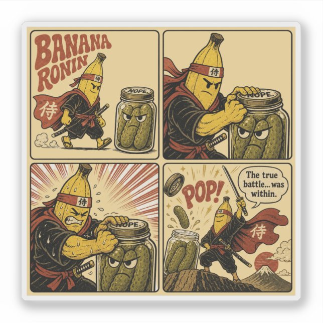 Banana Ronin Pickle Jar — The True Battle Within (Front)