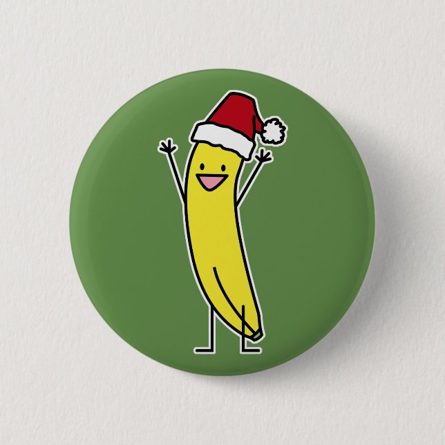 Banana Santa hat celebrating and cheering Christma 6 Cm Round Badge (Front)