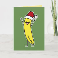 Banana Santa hat celebrating and cheering Christma