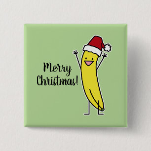 Banana Santa hat cheering Christmas holiday 15 Cm Square Badge