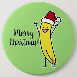 Banana Santa hat cheering Christmas holiday 6 Cm Round Badge
