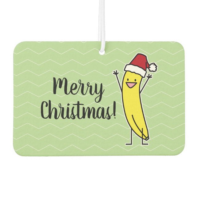 Banana Santa hat cheering Christmas holiday Car Air Freshener (Front)