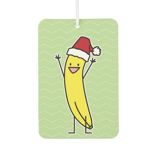 Banana Santa hat cheering Christmas holiday Car Air Freshener (Front)