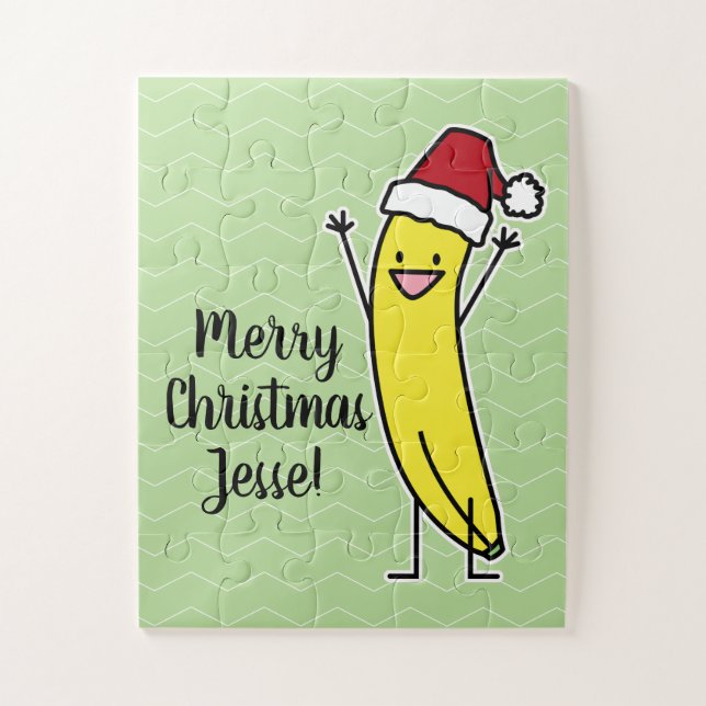 Banana Santa hat cheering Christmas holiday Jigsaw Puzzle (Vertical)