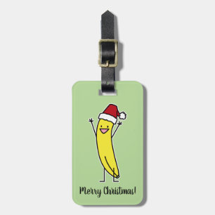 Banana Santa hat cheering Christmas holiday Luggage Tag