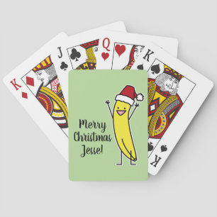 Banana Santa hat cheering Christmas holiday Playing Cards