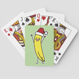 Banana Santa hat cheering Christmas holiday Playing Cards