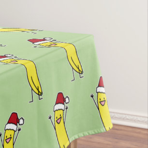 Banana Santa hat cheering Christmas holiday Tablecloth