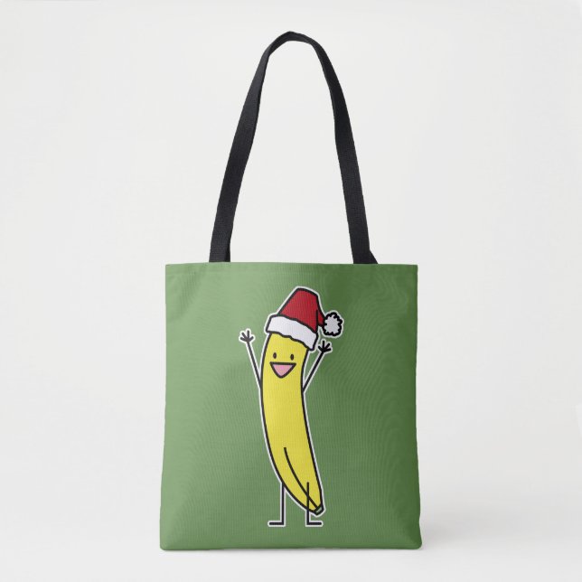 Banana Santa hat cheering Christmas holiday Tote Bag (Front)