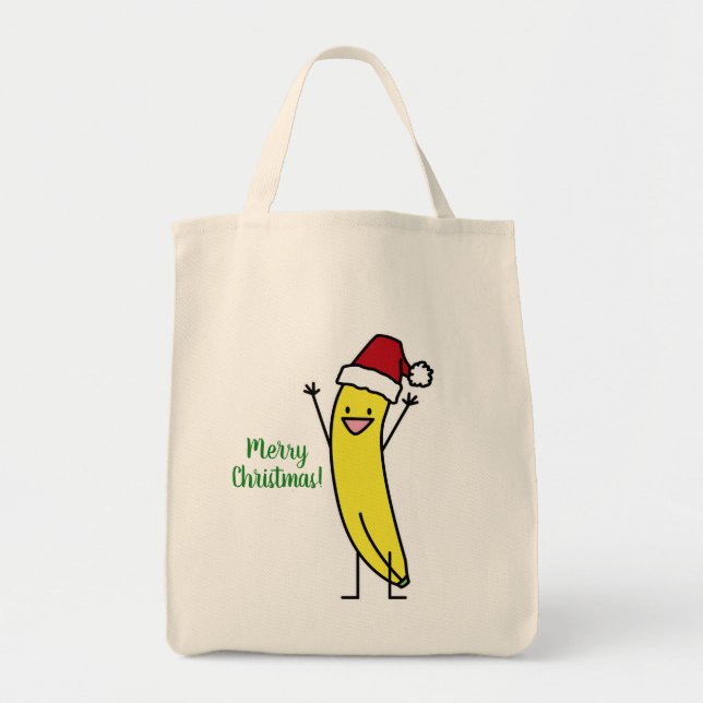 Banana Santa hat cheering Christmas holiday Tote Bag (Front)