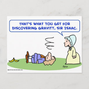 banana sir isaac newton gravity discovering postcard
