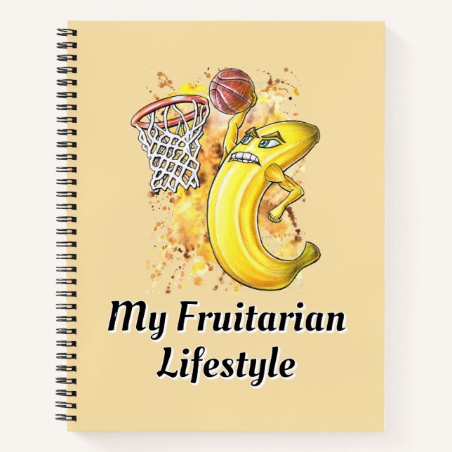 Banana Slam Dunk Shot Fruity Customisable Title Notebook (Front)