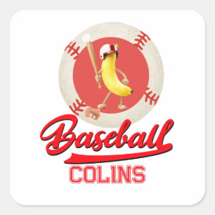 Banana Slugger Funny Baseball Custom Graphic Square Sticker