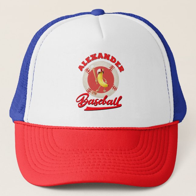 Banana Slugger Funny Baseball Custom Graphic  Trucker Hat (Front)