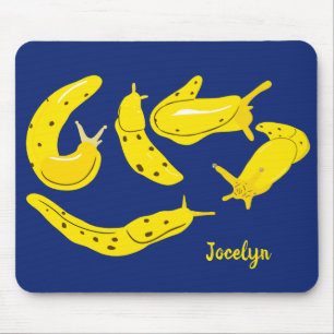 Banana Slugs Yellow and Blue Personalised Mouse Mat