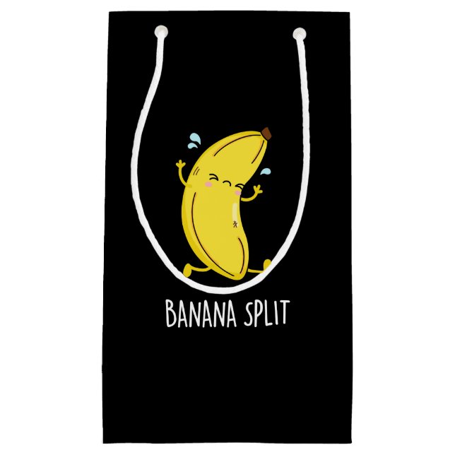 Banana Split Funny Dancing Banana Pun Dark BG Small Gift Bag (Front)