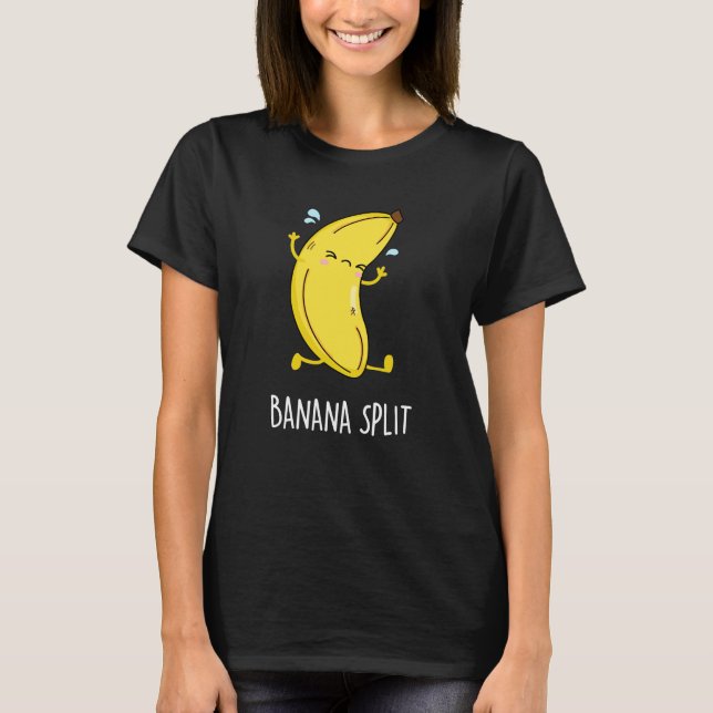 Banana Split Funny Dancing Banana Pun Dark BG T-Shirt (Front)