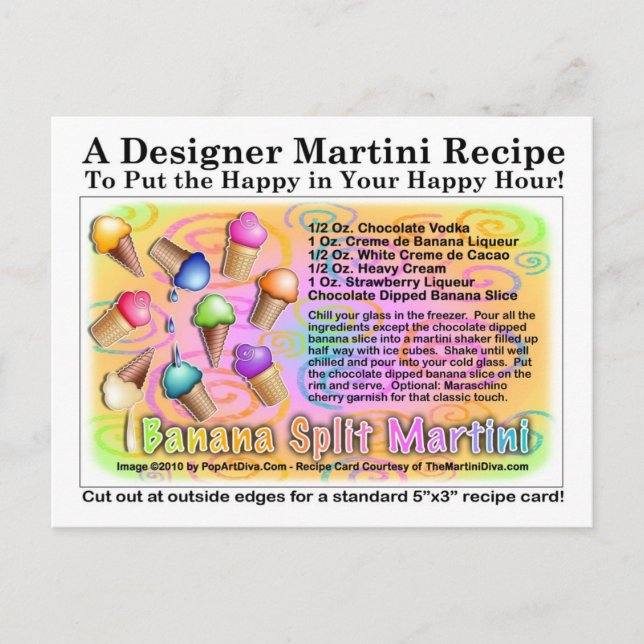 Banana Split Ice Cream Martini Recipe Card (Front)