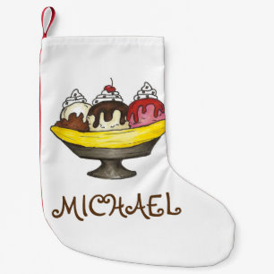 Banana Split Ice Cream Social Sundae Dessert Small Christmas Stocking