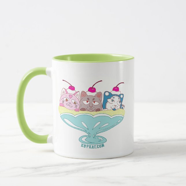 Banana split kittens "Momo, Coco and Biru" Mug (Left)