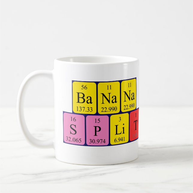 Banana split periodic table phrase mug (Left)