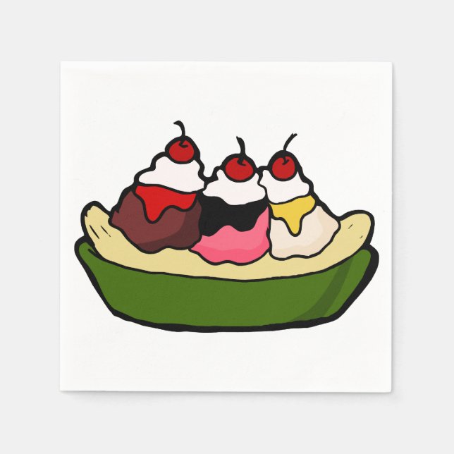 Banana Split Sweet Ice Cream Treat Napkin (Front)