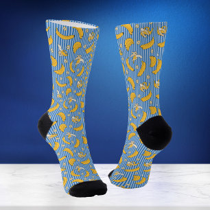 Banana Stripe Vector Pattern   Classic Blue Socks
