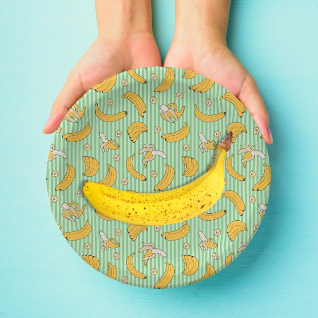 Banana Stripe Vector Pattern | Mint Green Paper Plate (Creator Uploaded)