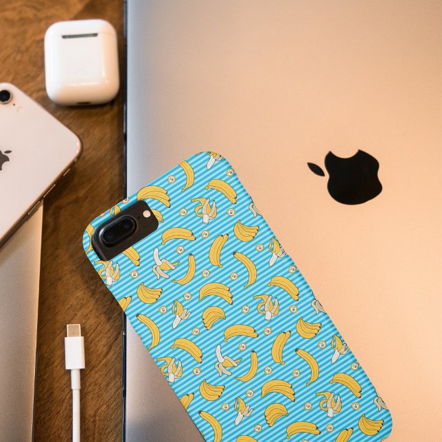 Banana Stripe Vector Pattern | Turquoise Blue Case-Mate iPhone Case (Creator Uploaded)