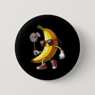 Banana Sungles Playing Badminton Funny Fruit Sport 6 Cm Round Badge